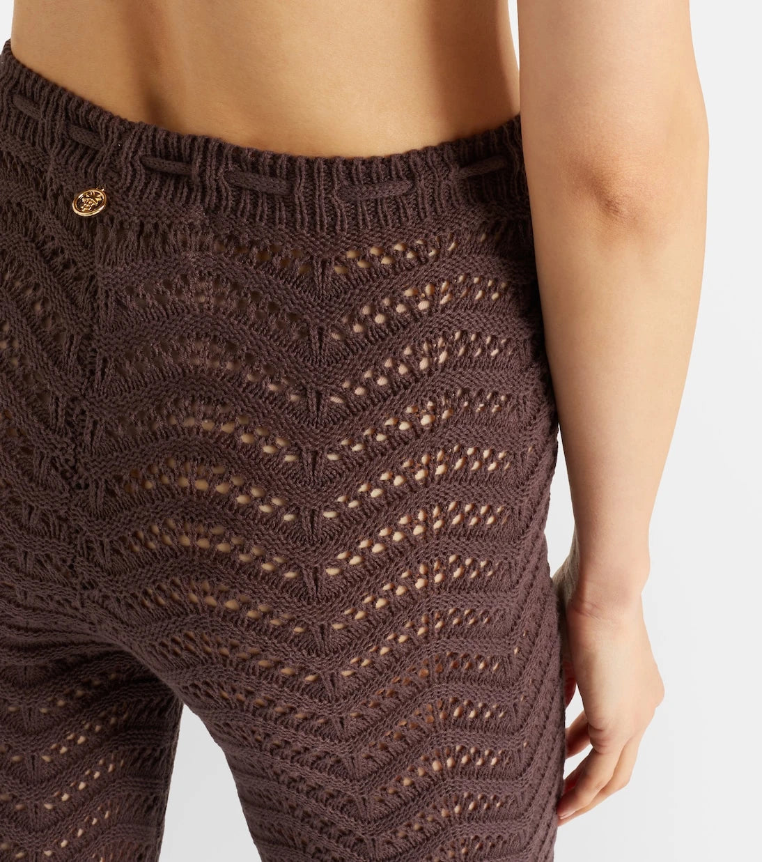 Bananhot - Kim open-knit cotton-blend flared pants