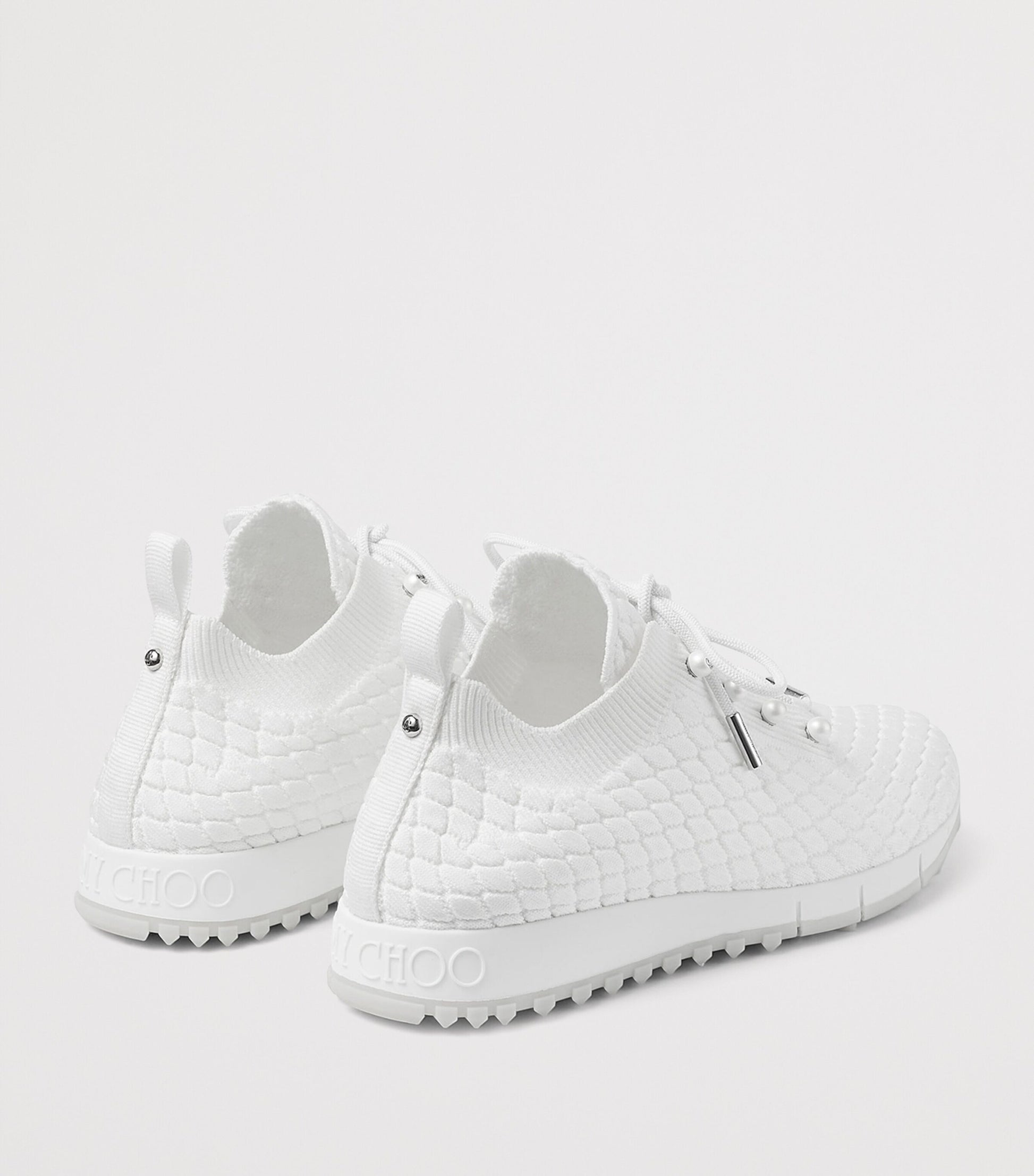 Jimmy Choo White Veles Knitted Sneakers