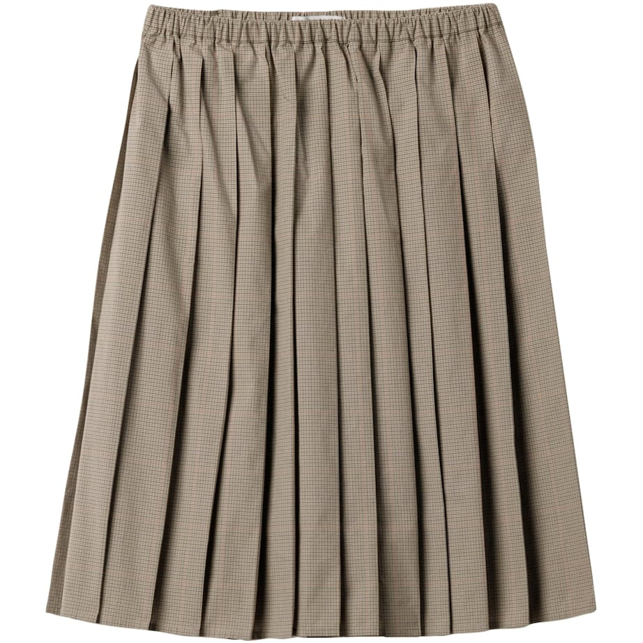 Miu Miu Green Cotton-Blend Pleated Midi Skirt