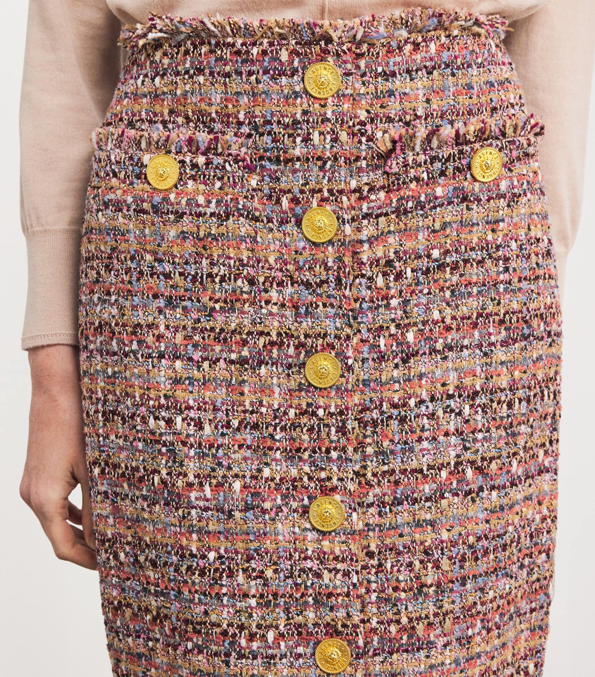 Multi Tweed Tai Midi Pencil Skirt