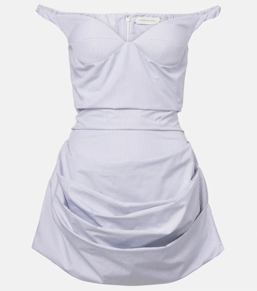 Magda Butrym - Striped draped cotton poplin bustier dress