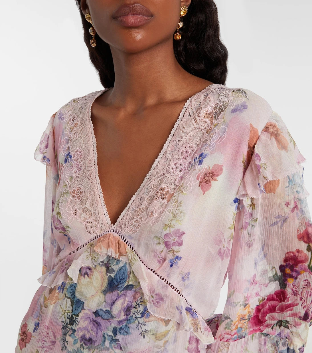 Camilla - Embellished floral silk chiffon minidress