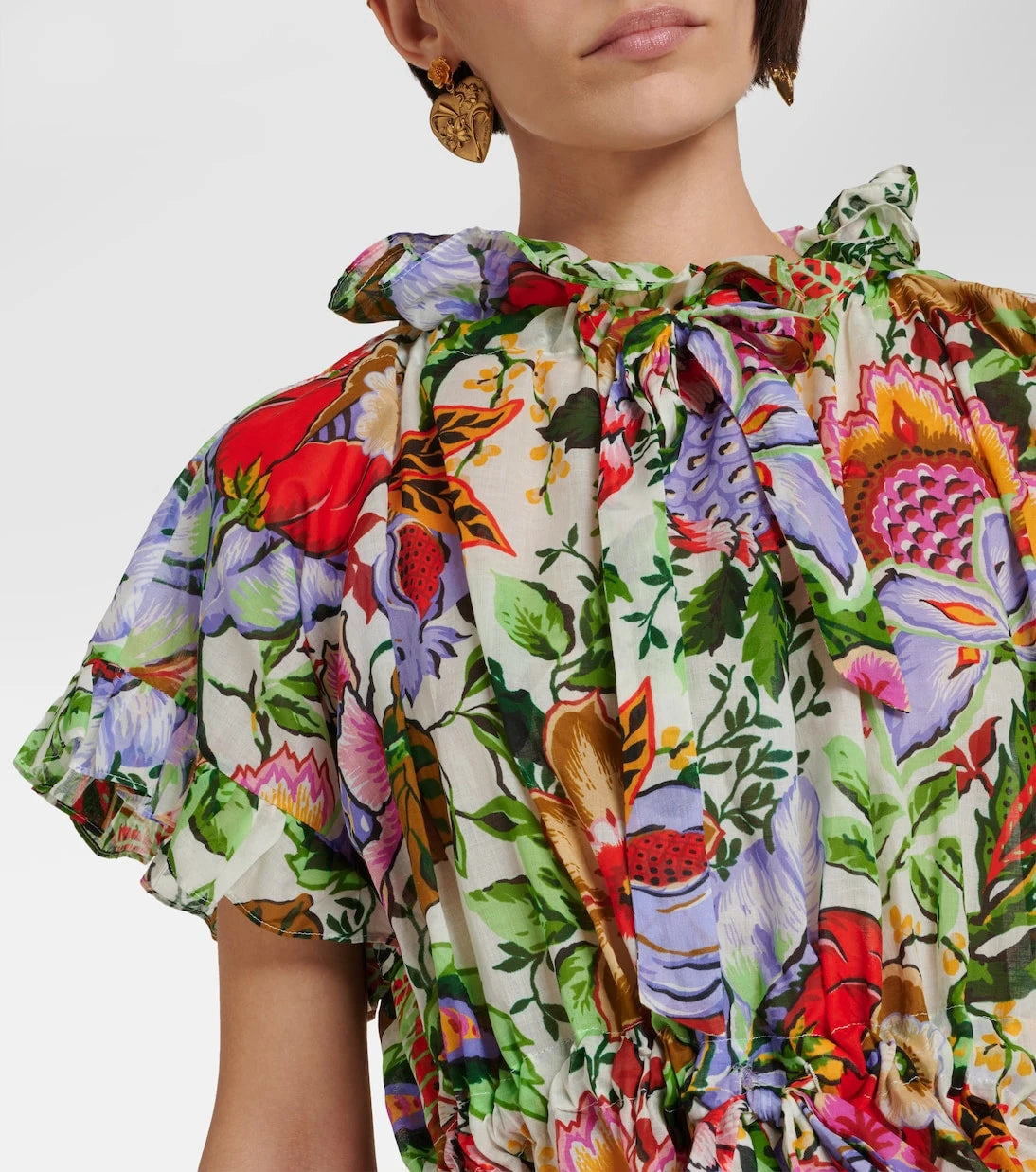 Etro - Floral ruffled cotton blouse
