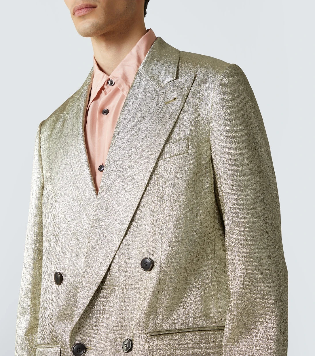 Dries Van Noten - Double-breasted lamé coat