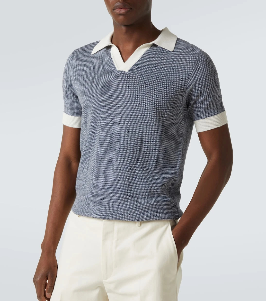 Thom Sweeney - Cotton and linen polo shirt