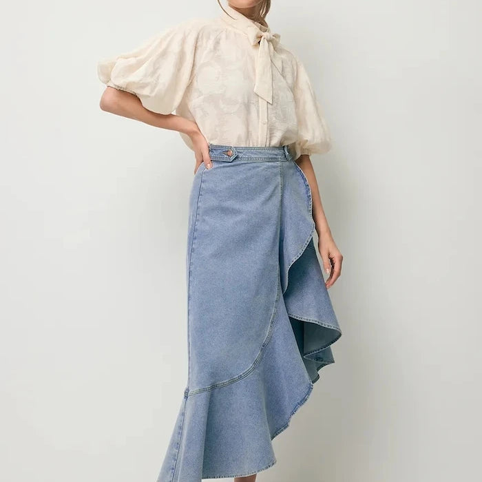 BIZUU asimetrik denim etek NIIA