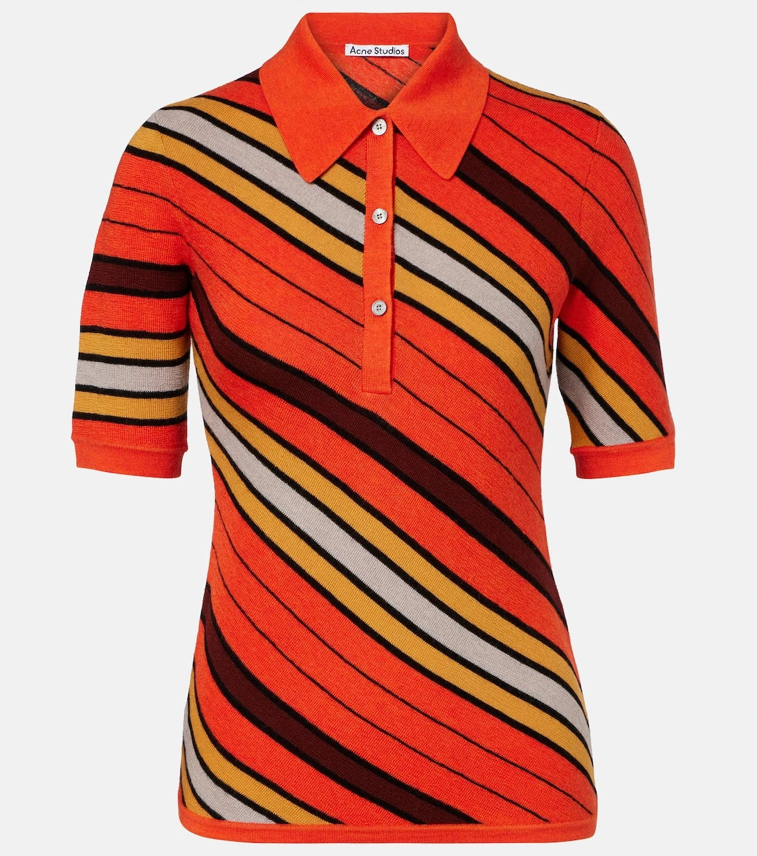 Acne Studios - Ribbed-knit striped wool polo shirt