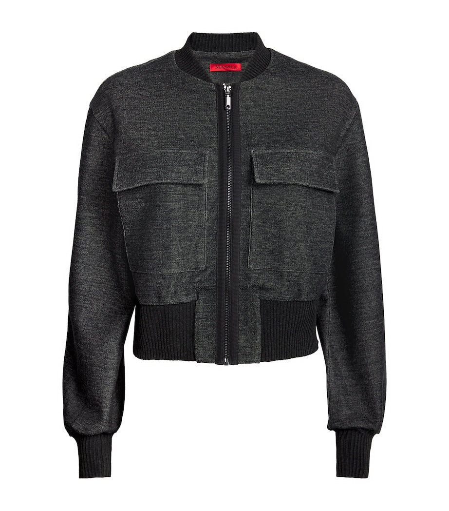 MAX&Co. Grey Cotton-Blend Bomber Jacket
