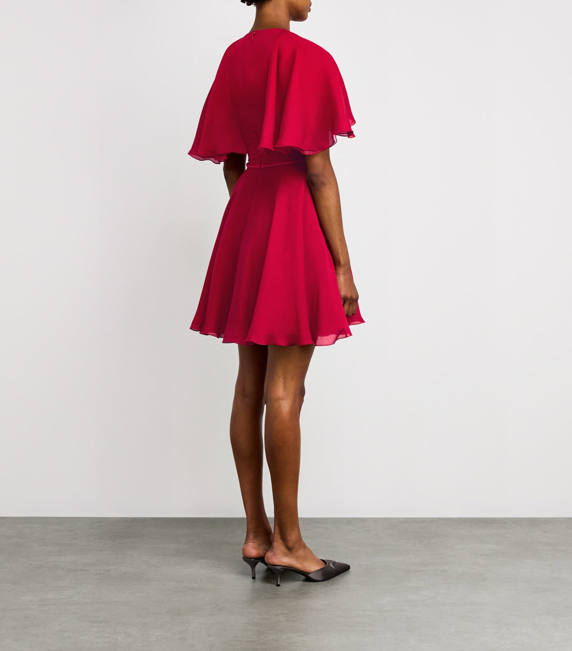 Red Silk Belted Mini Dress