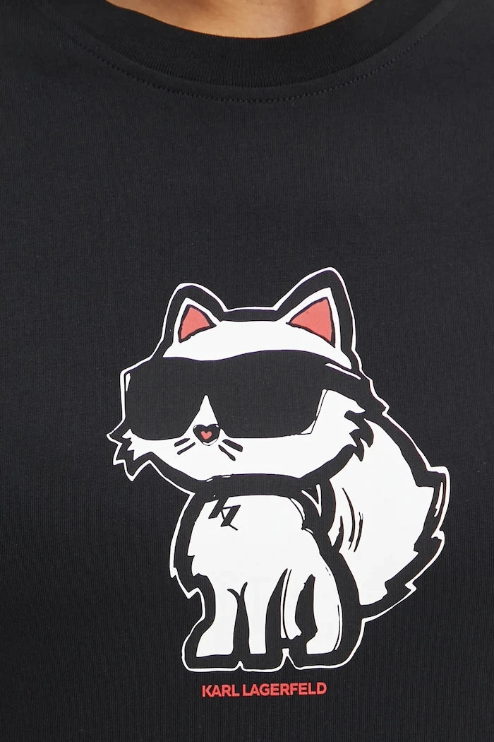 Karl Lagerfeld kadın pamuklu tişört IKON SKETCH