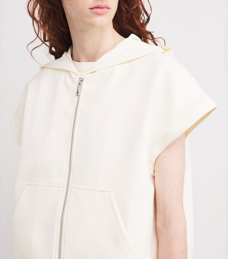 MAX&Co. White Cotton-Blend Jersey Hoodie