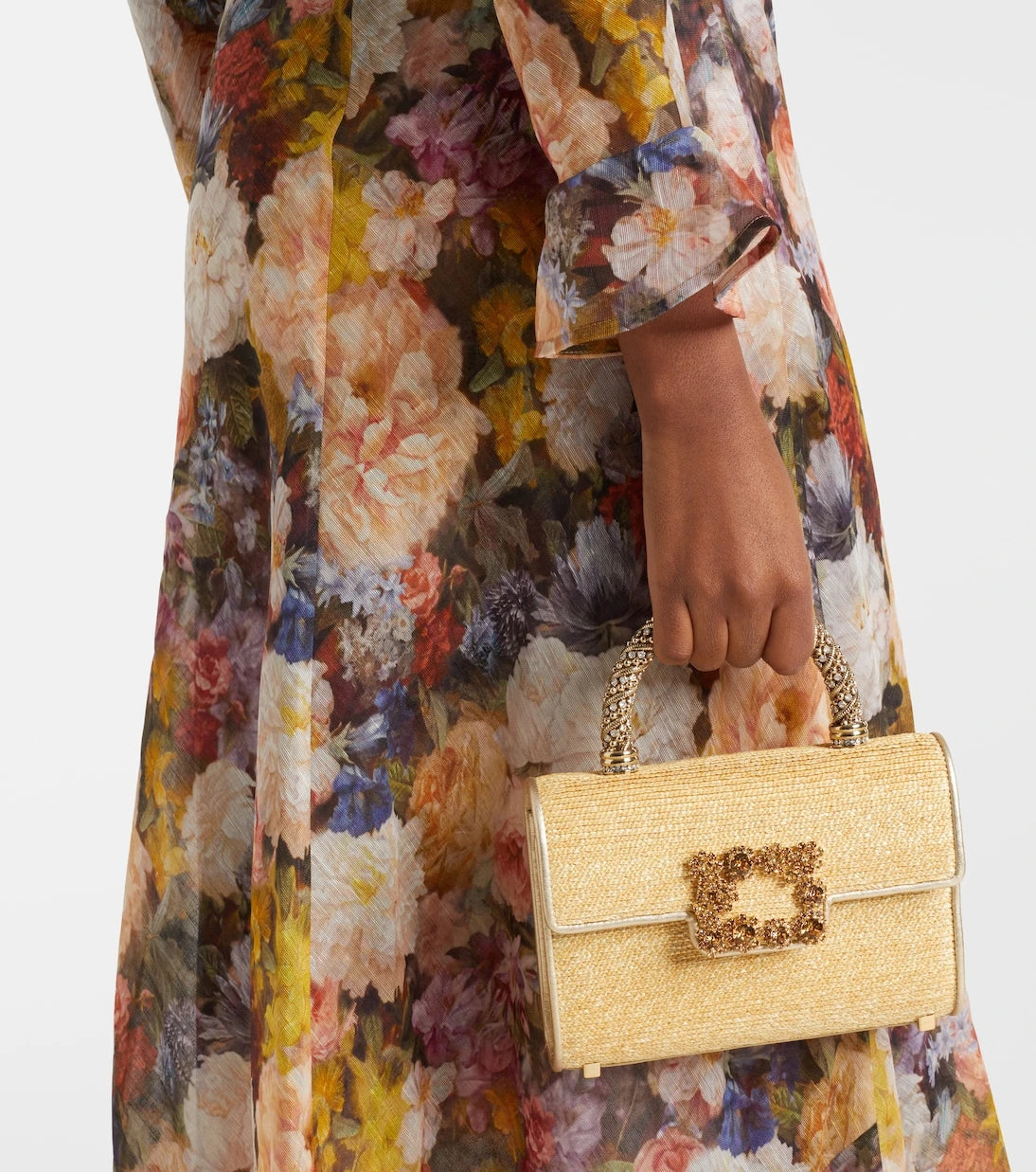 Roger Vivier - Jewel Efflorescence Mini straw tote bag