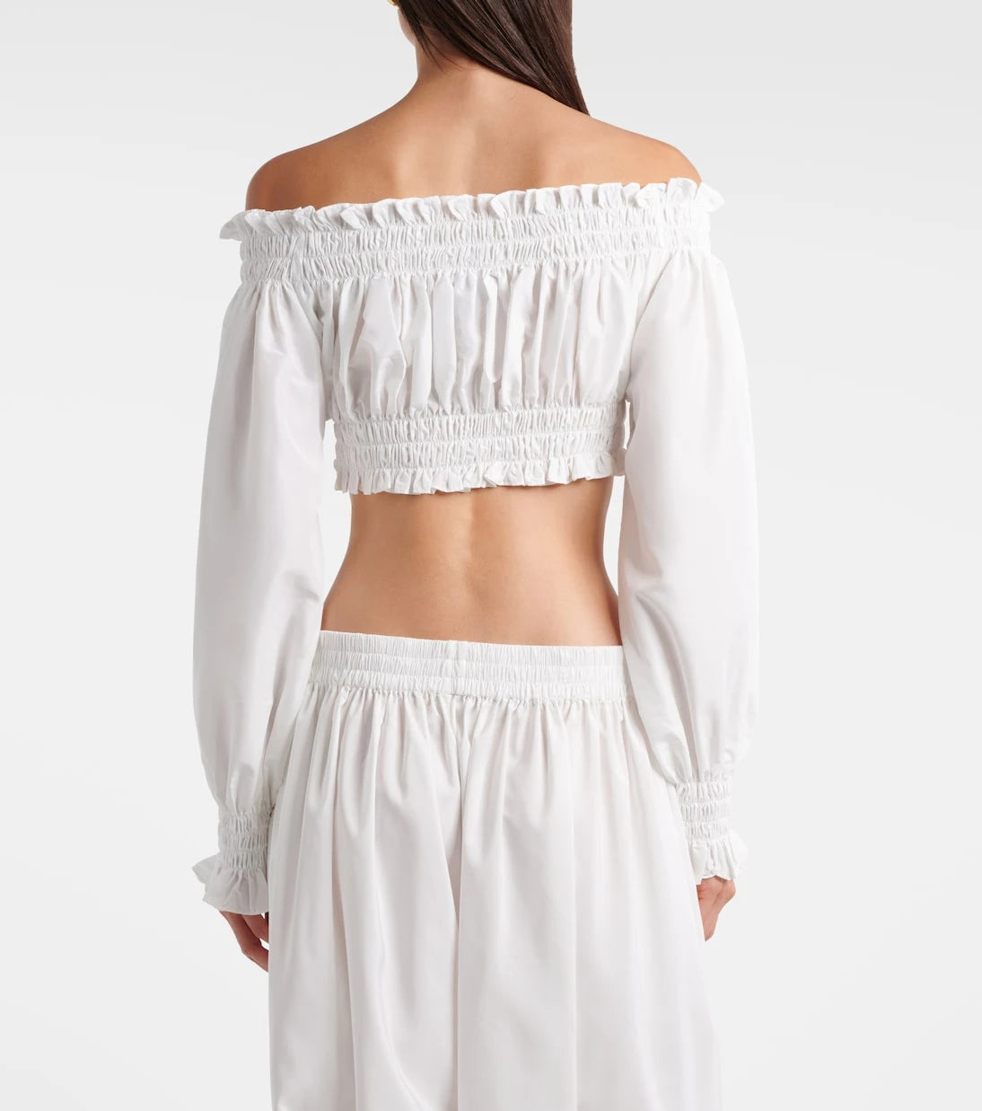 Norma Kamali - Shirred off-shoulder crop top
