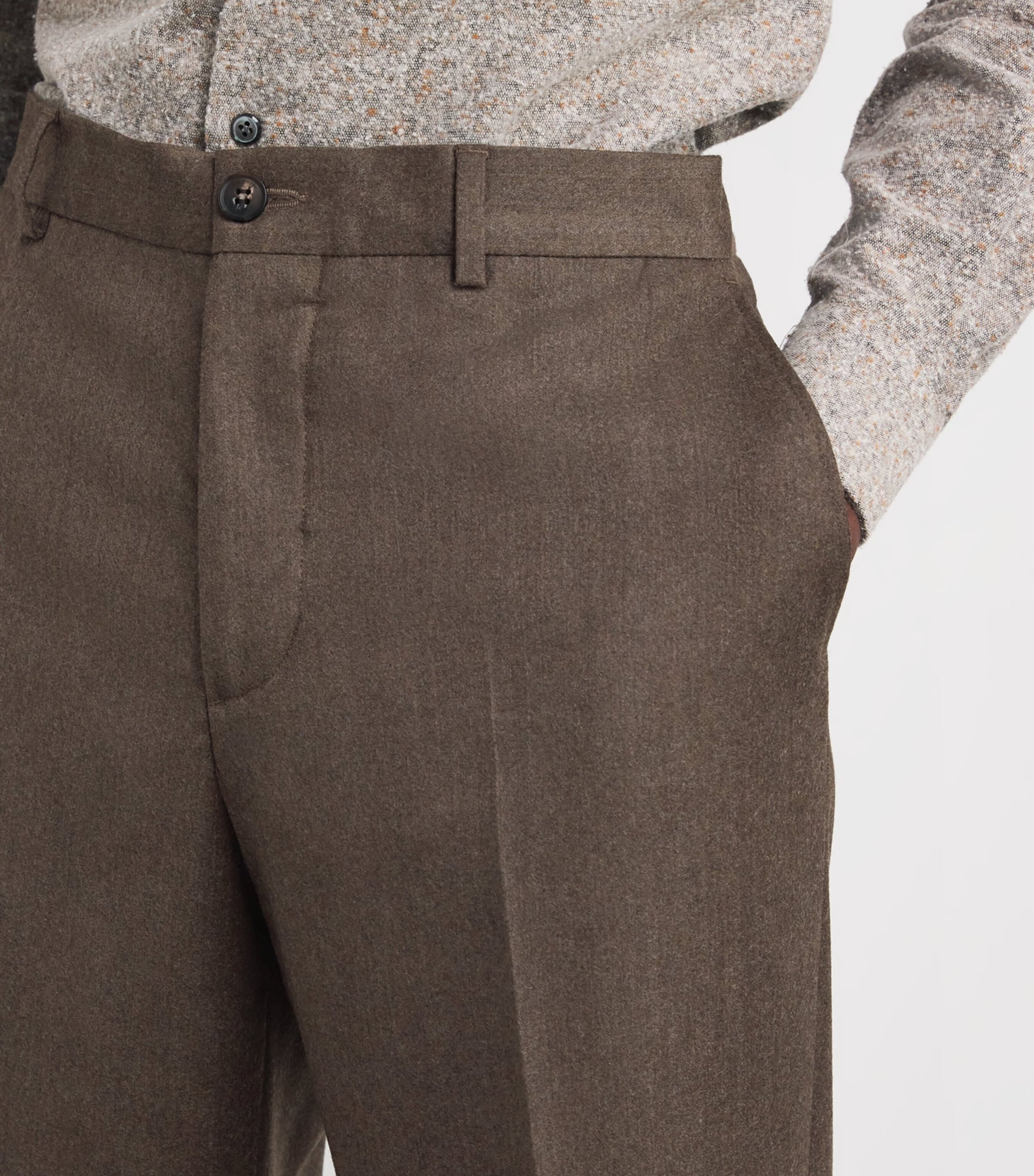 Virgin Wool-Cashmere Flat Front Trousers