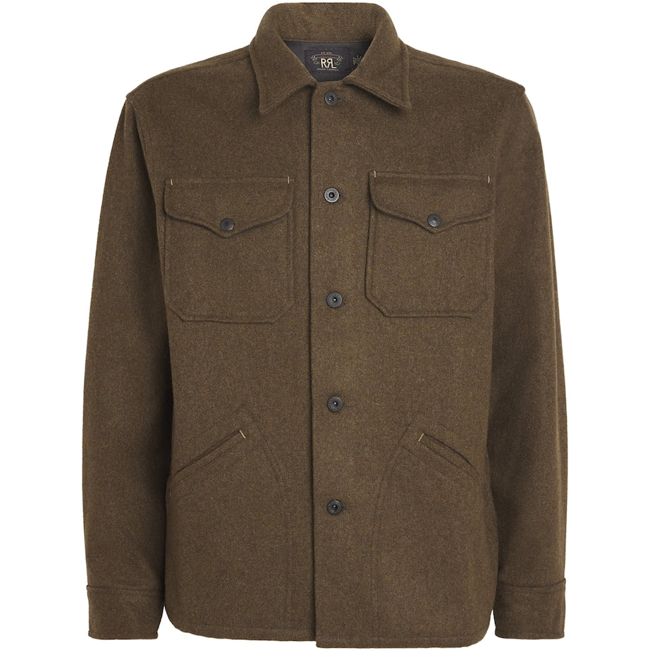 Ralph Lauren Collection Green Double RL Wool-Blend Overshirt