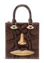 Python Skin Face Top-Handle Bag