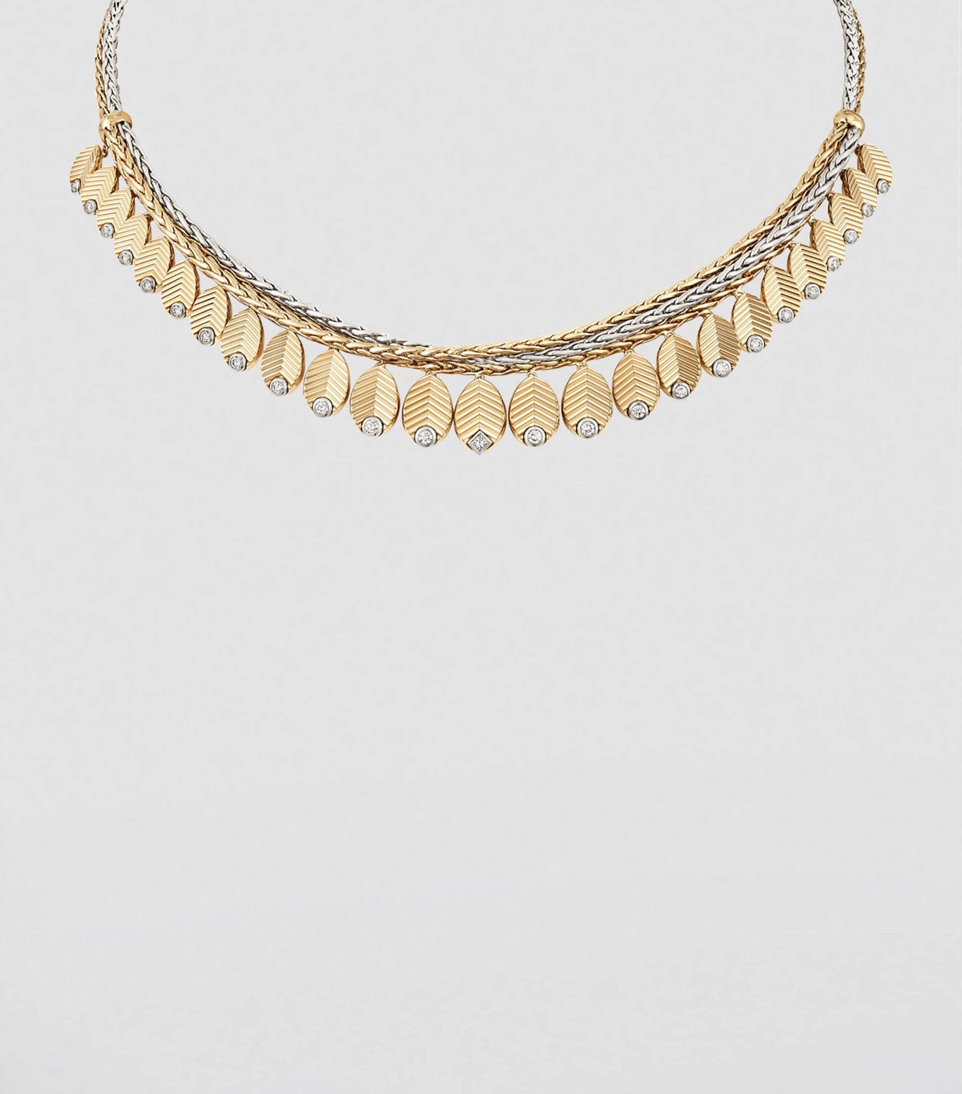 Yellow Gold, White Gold and Diamond Grain de Café Necklace