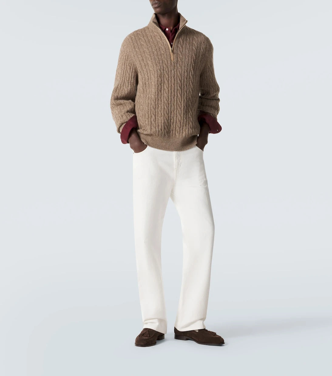 Loro Piana - سترة كشمير نصف سحاب بنمط الكابل