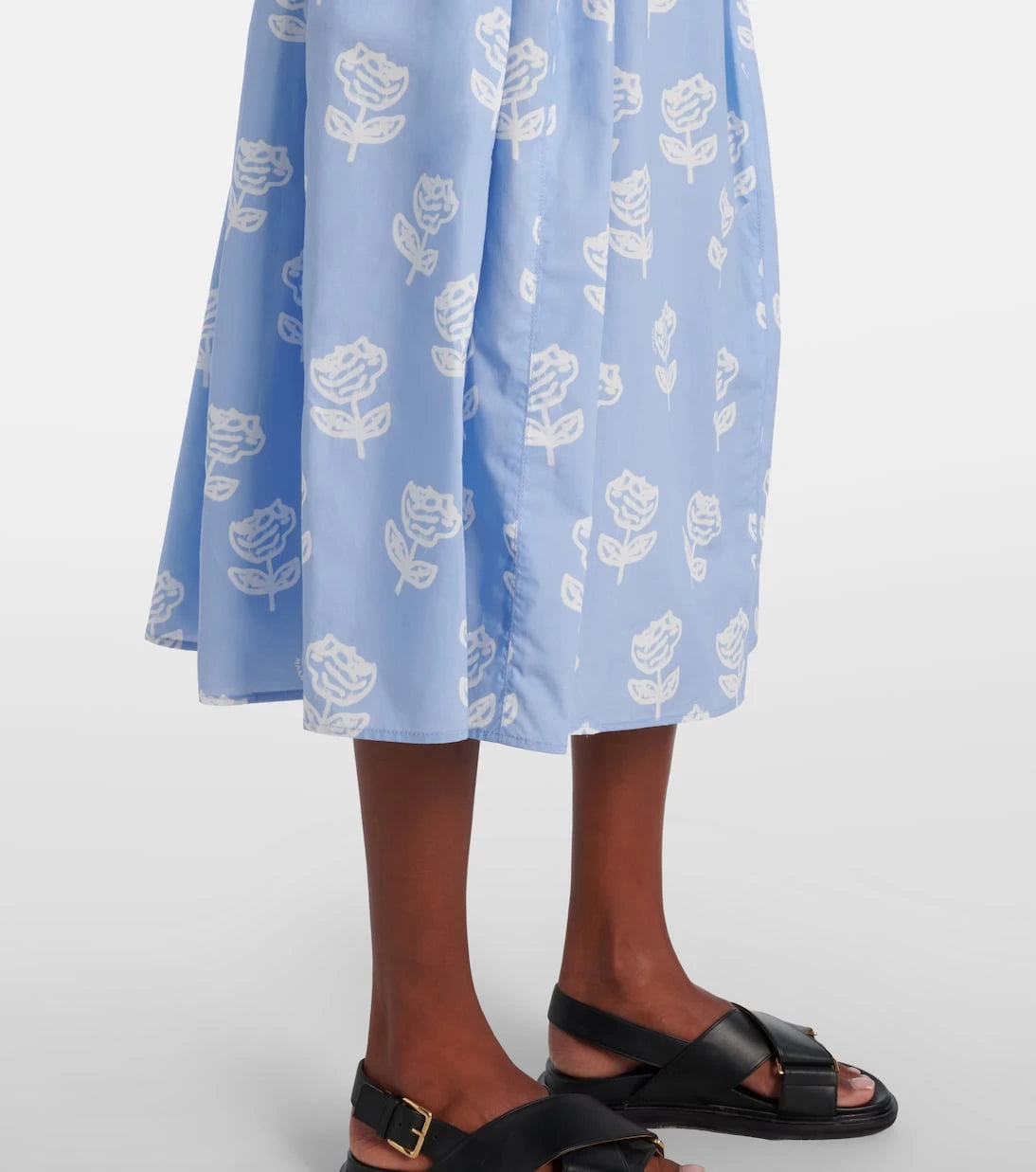 Marni - Floral cotton poplin midi skirt