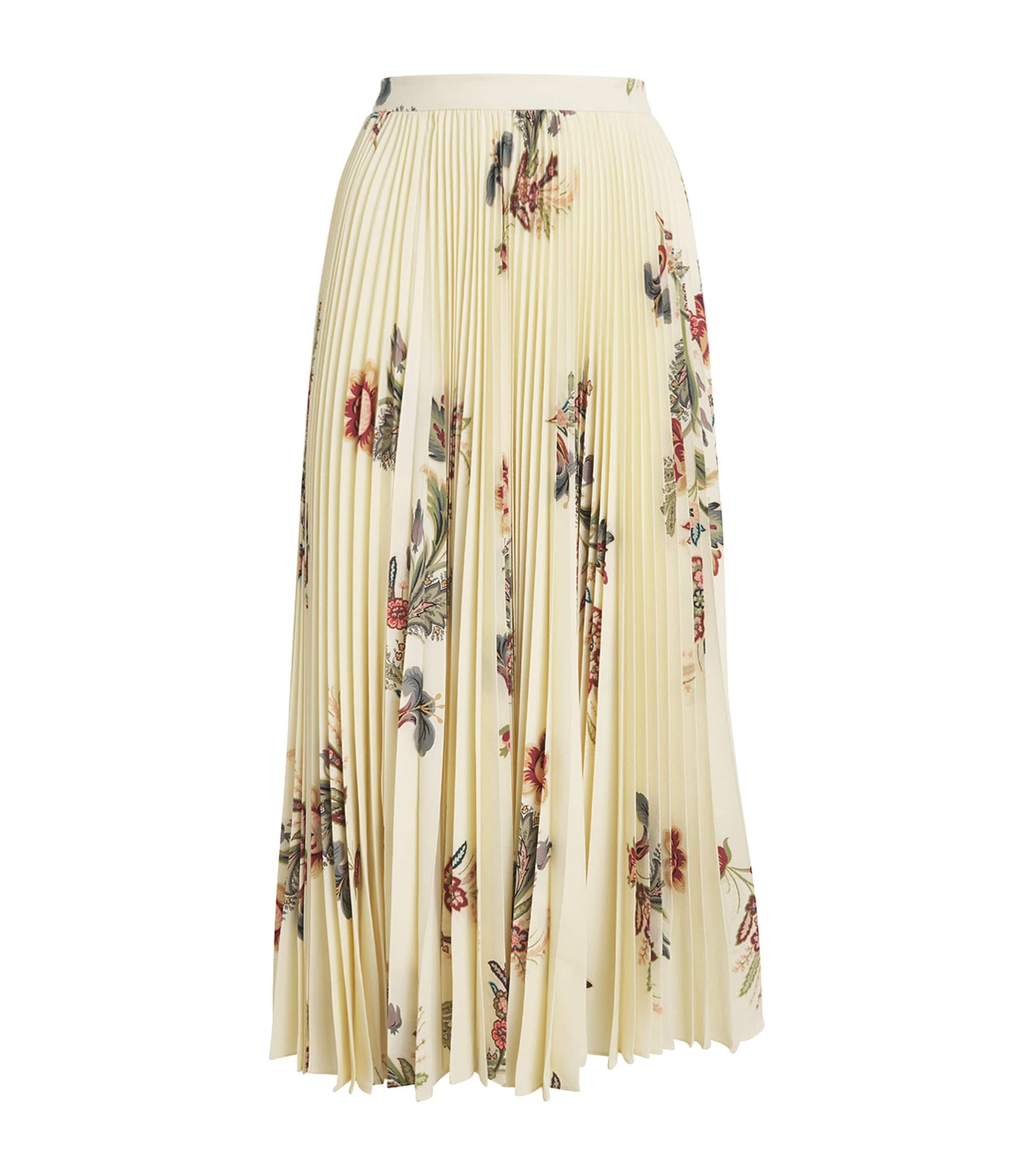 Yellow Floral Pleated Maxi Skirt