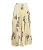 Yellow Floral Pleated Maxi Skirt