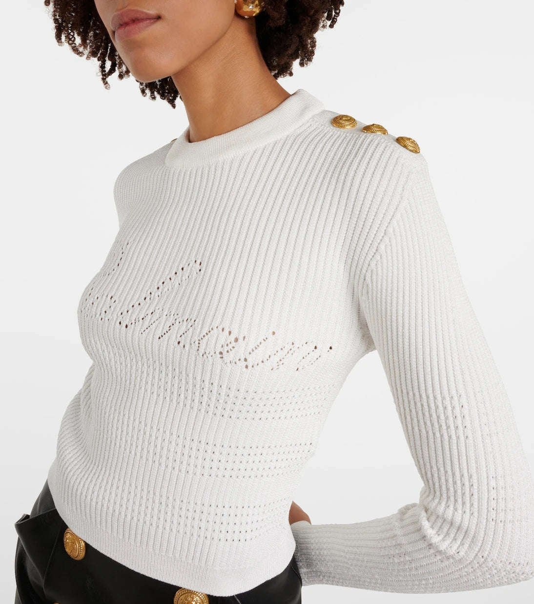 Balmain - Embellished knitted top
