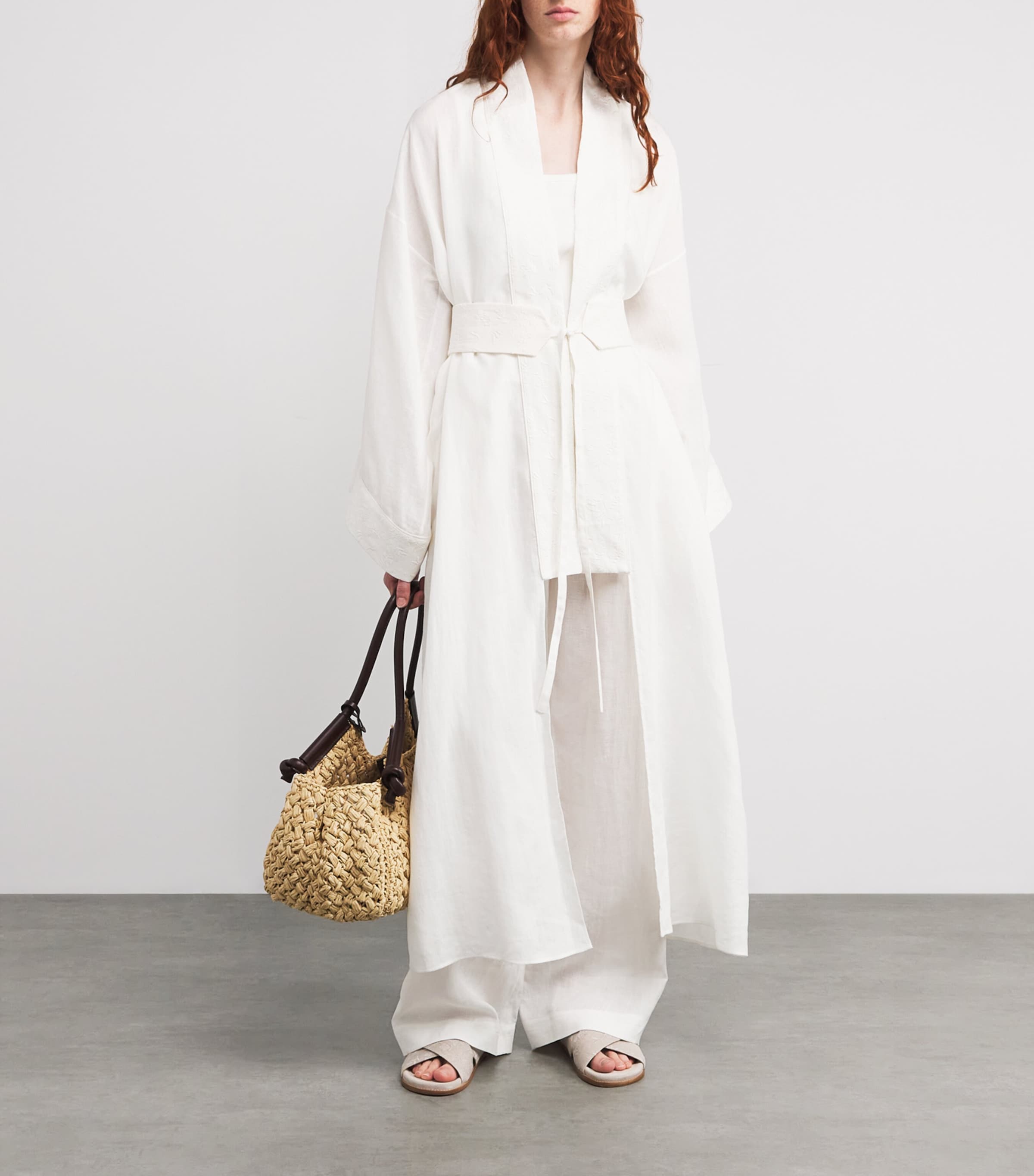Eleventy White x Harrods Linen Embroidered Kimono