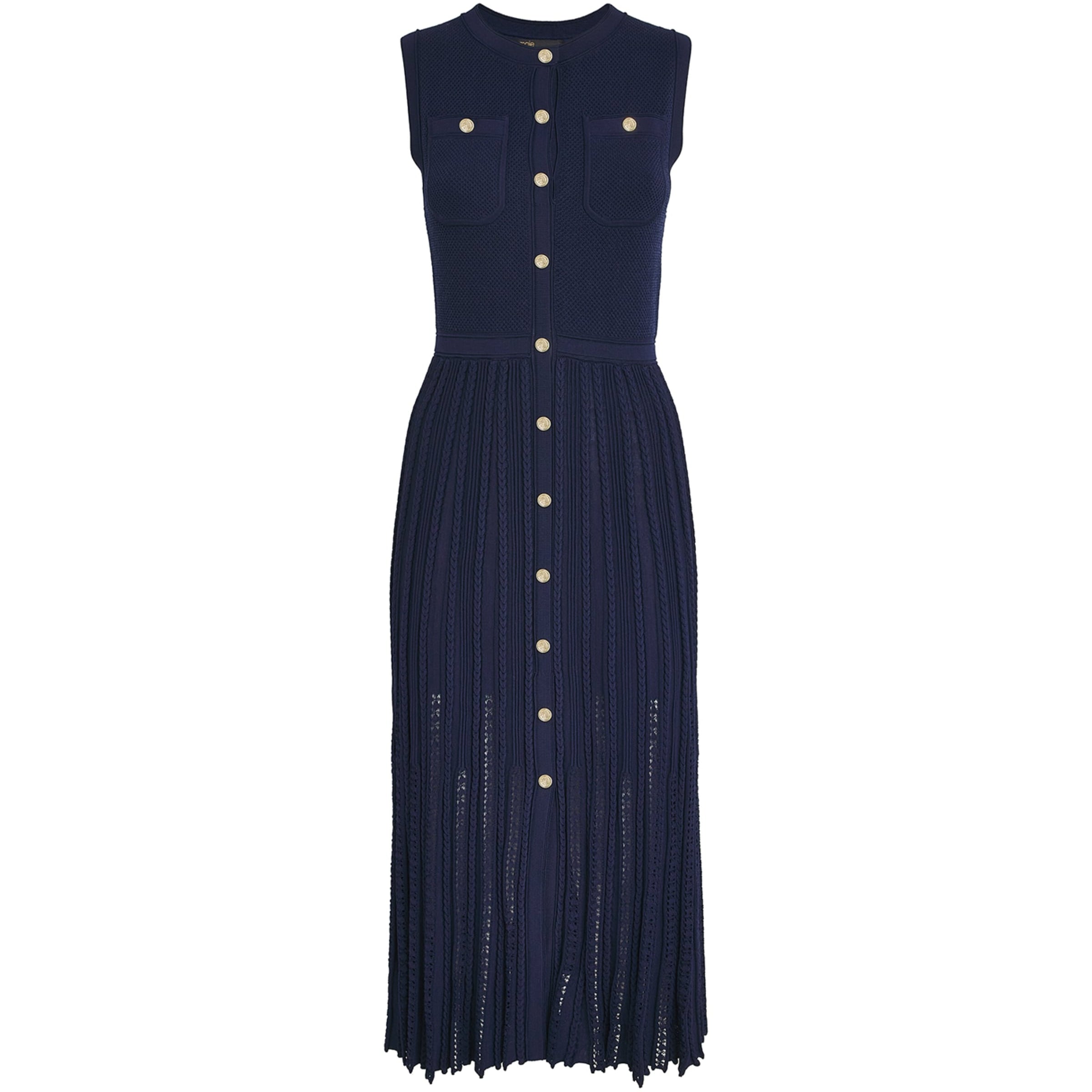 Maje Blue Pleated Midi Dress