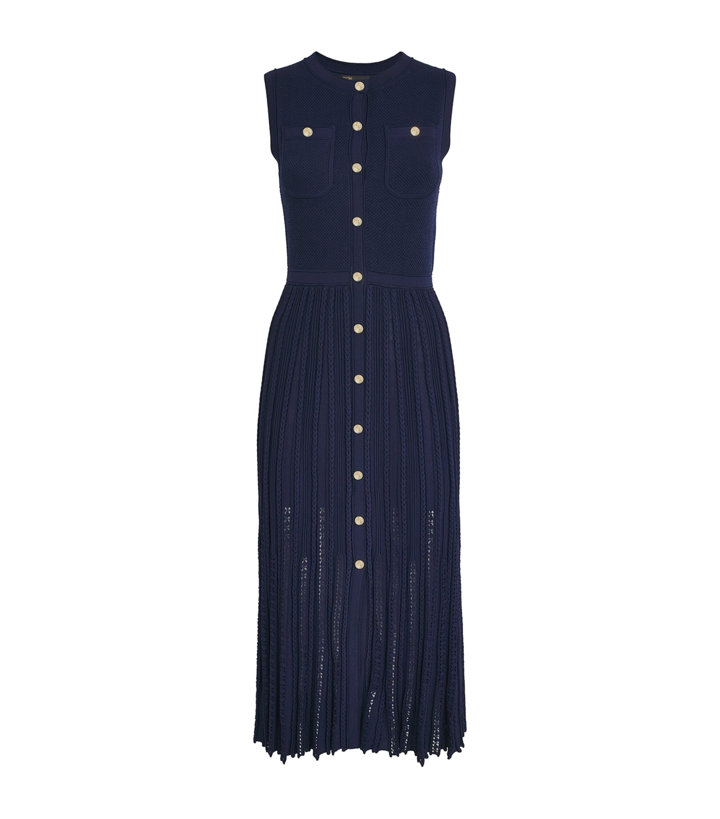 Maje Blue Pleated Midi Dress