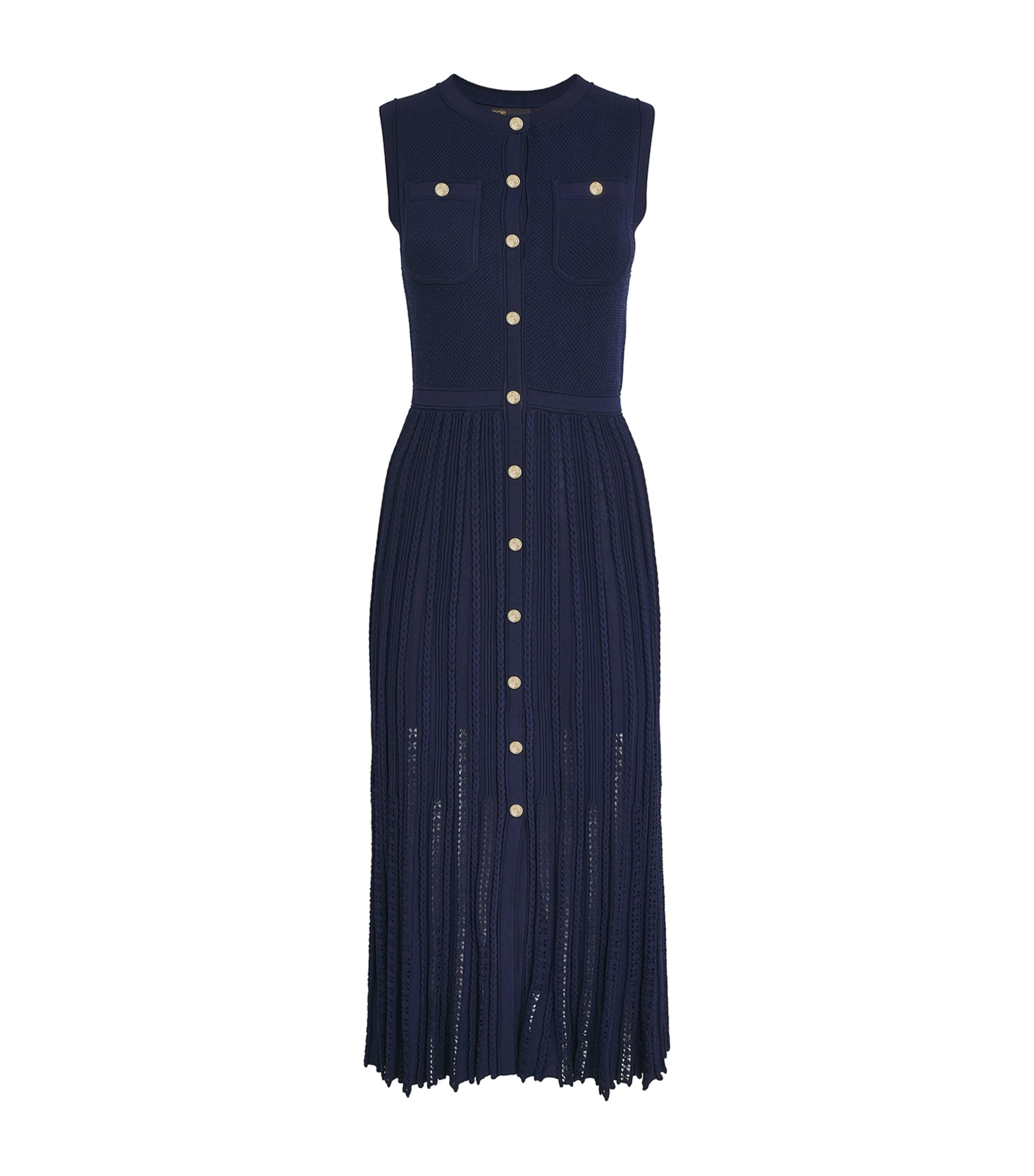 Maje Blue Pleated Midi Dress