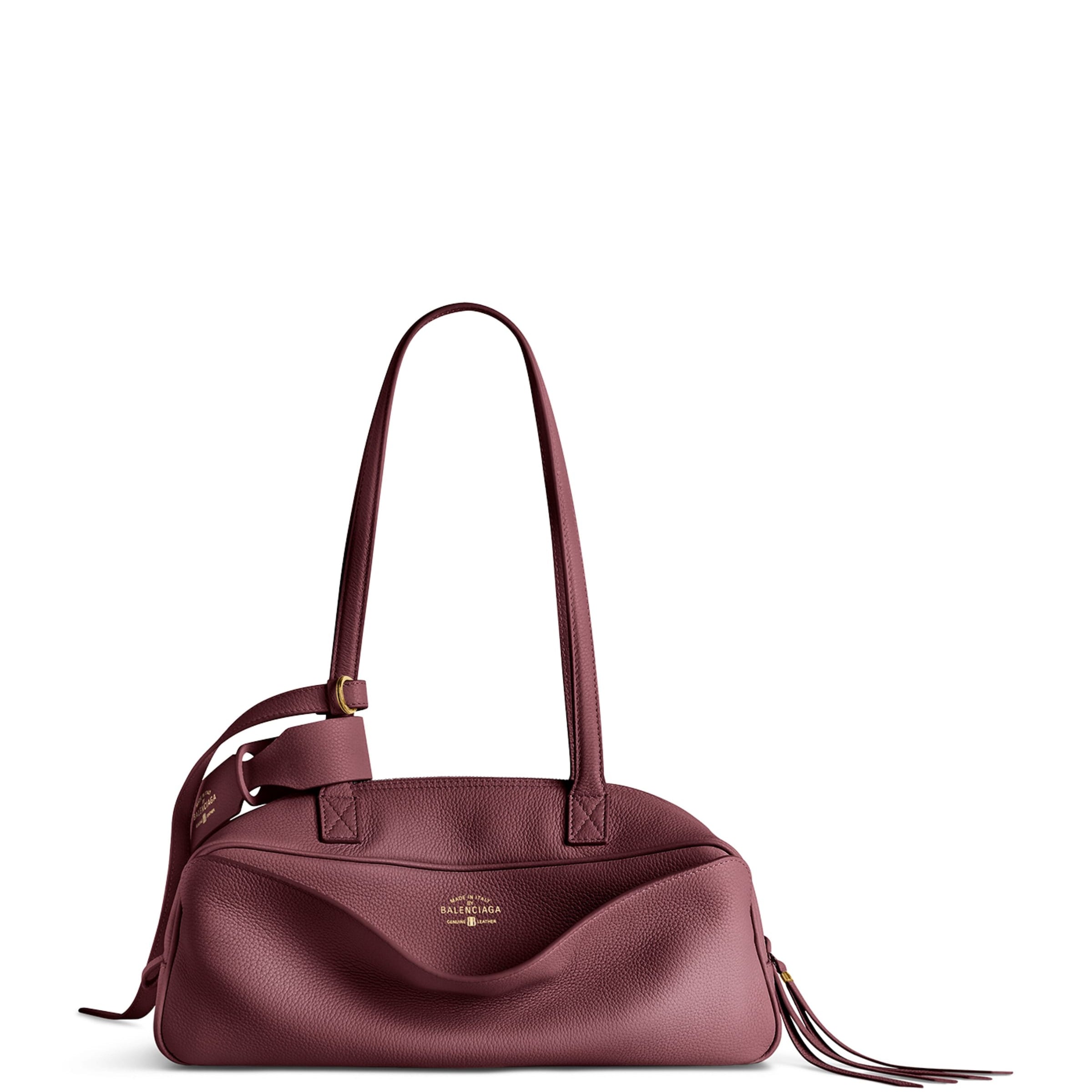 Balenciaga Red Small Leather Carrie Bowling Top-Handle Bag