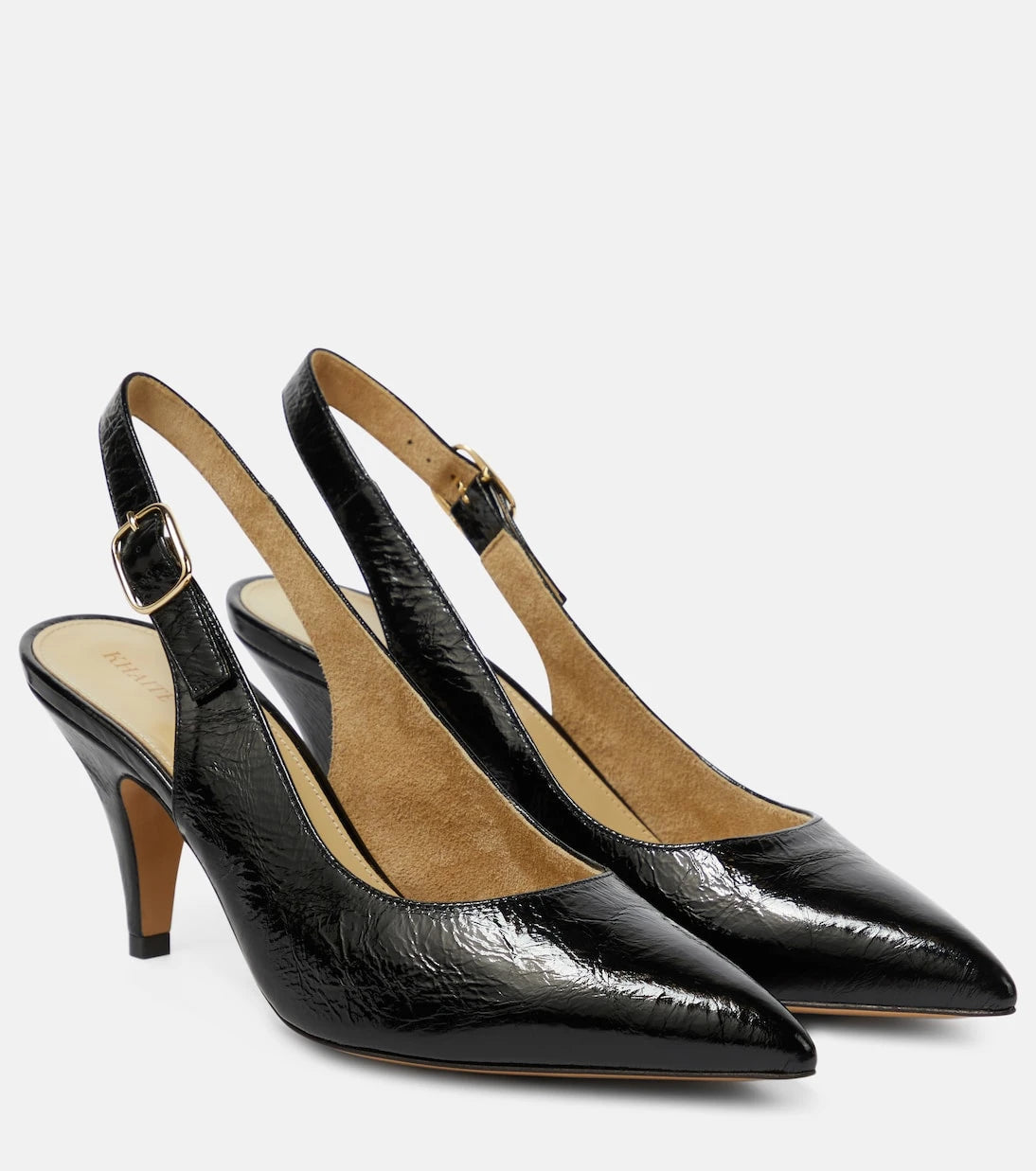 Khaite - River crinkled leather slingback pumps