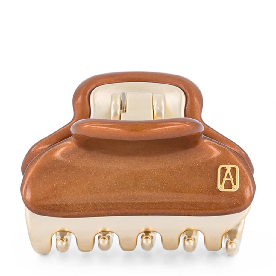 Gold-Plated Claw Hair Clip X4- PAIL BRUN/OR