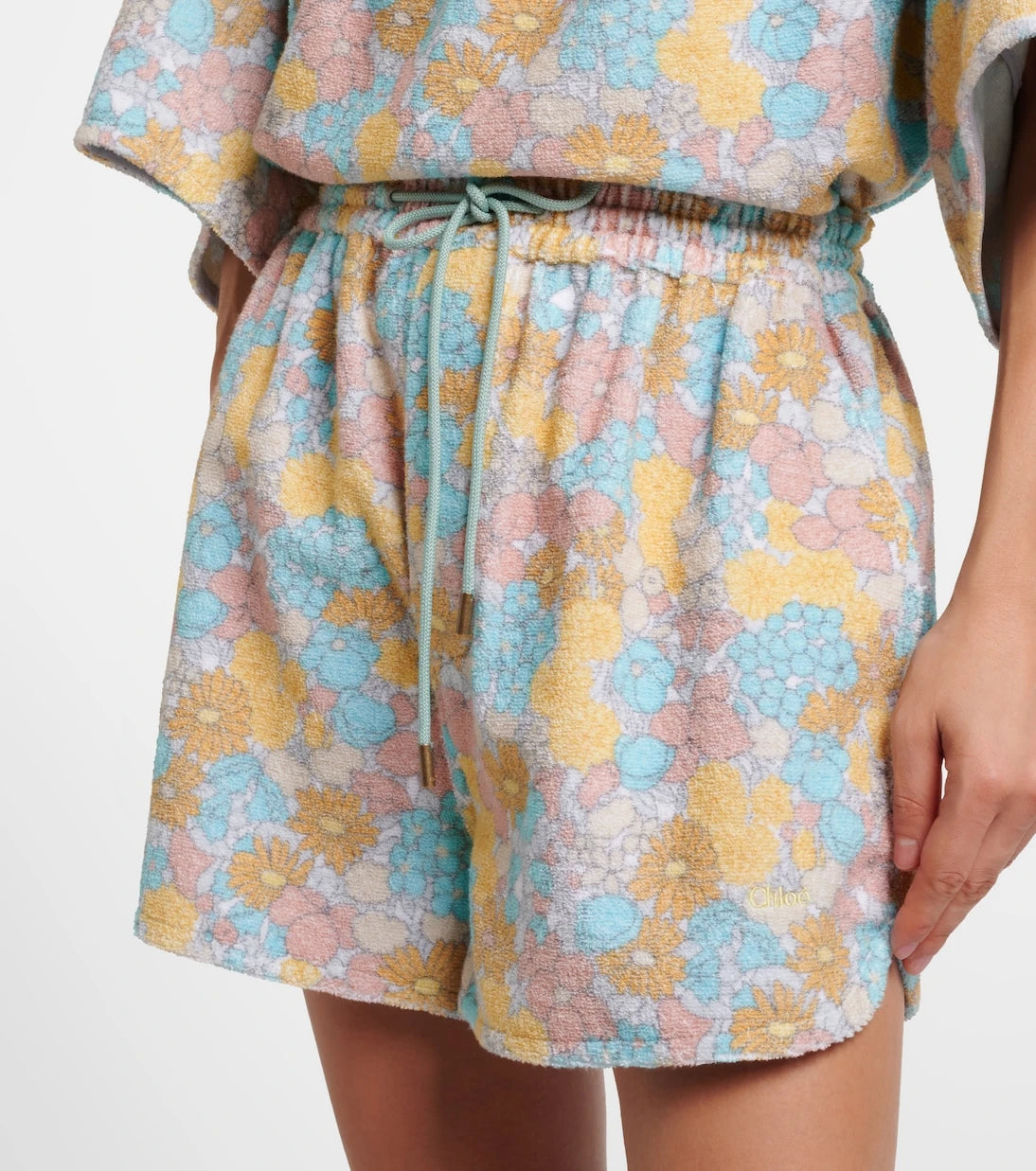Chloé - Floral cotton terry shorts