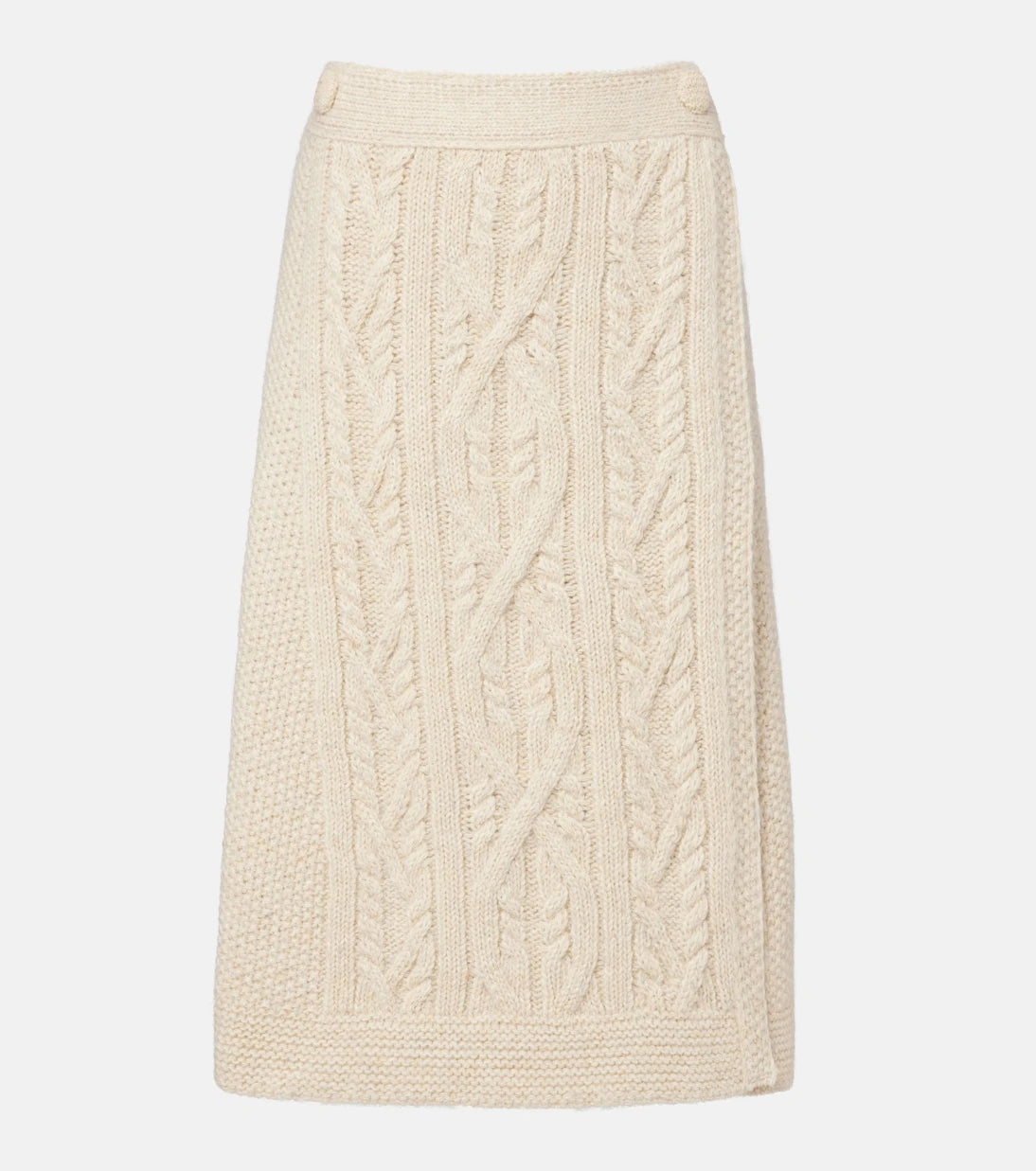 Moncler Grenoble - Cable-knit wool and mohair midi skirt