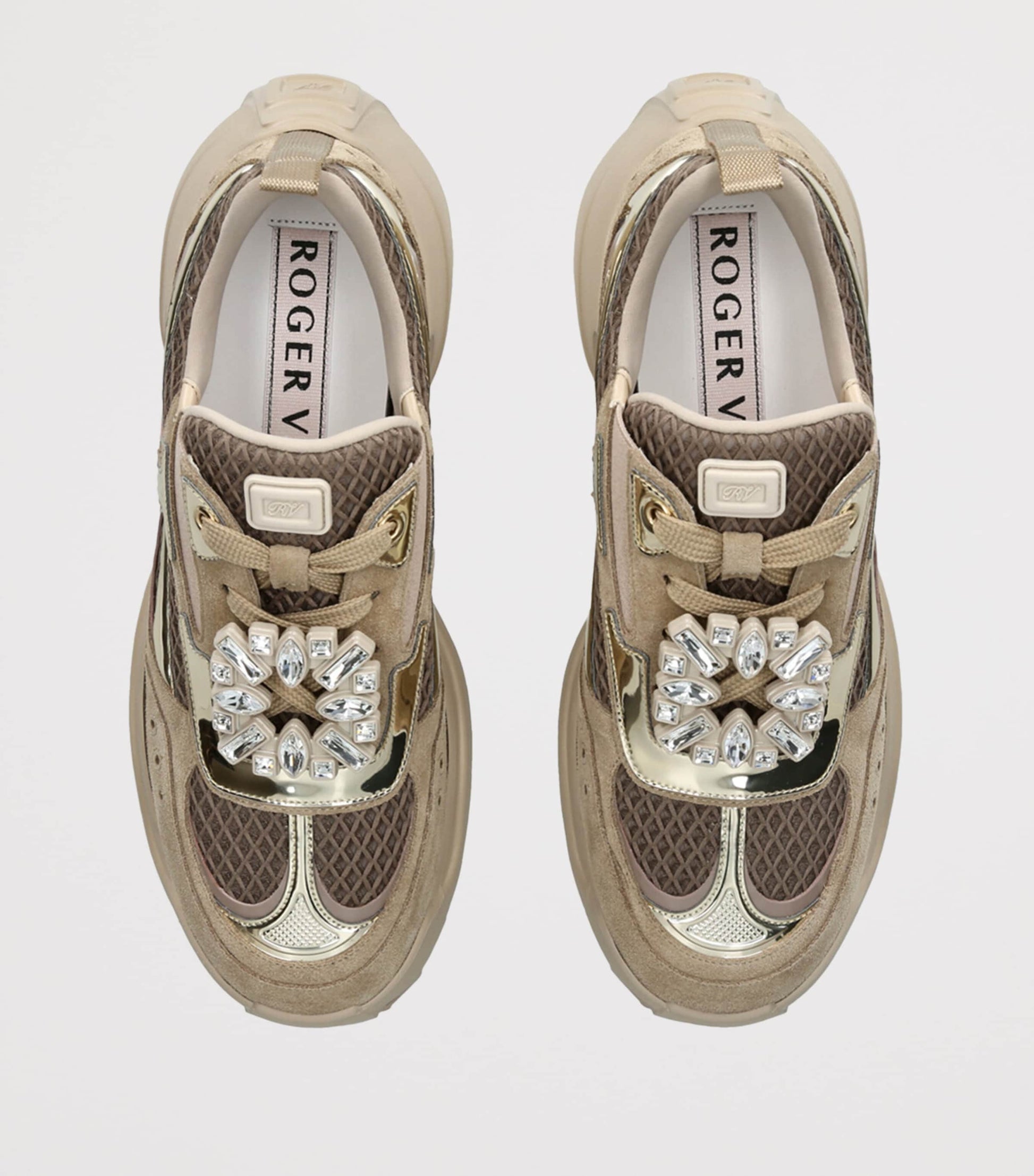 Roger Vivier Gold Viv’ On The Run Sneakers