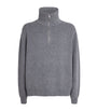 FRAME Grey Wool-Cotton Half-Zip Sweater