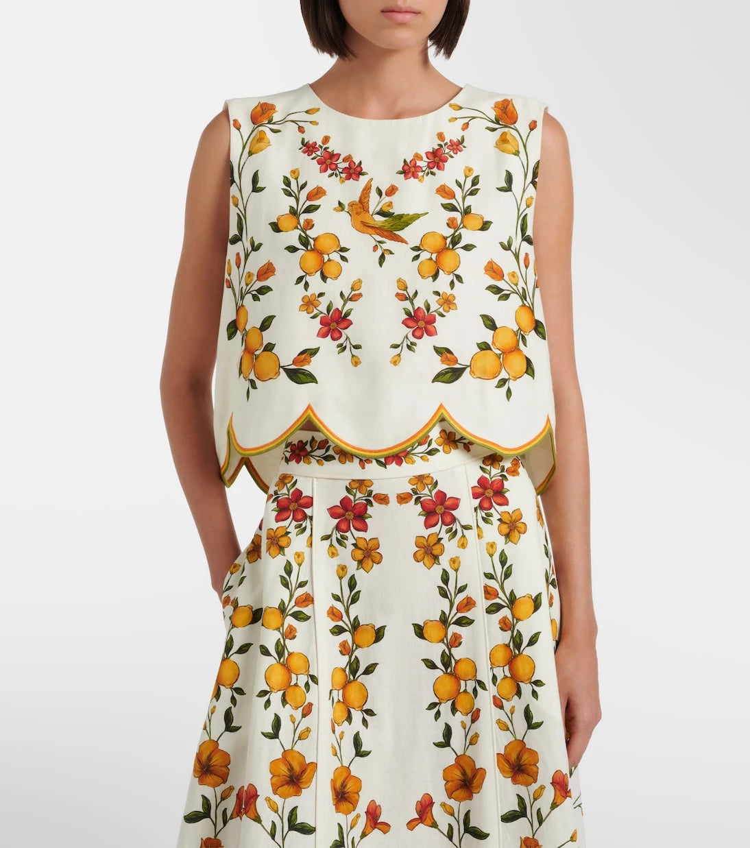 Farm Rio - Lemon Bouquet linen-blend top