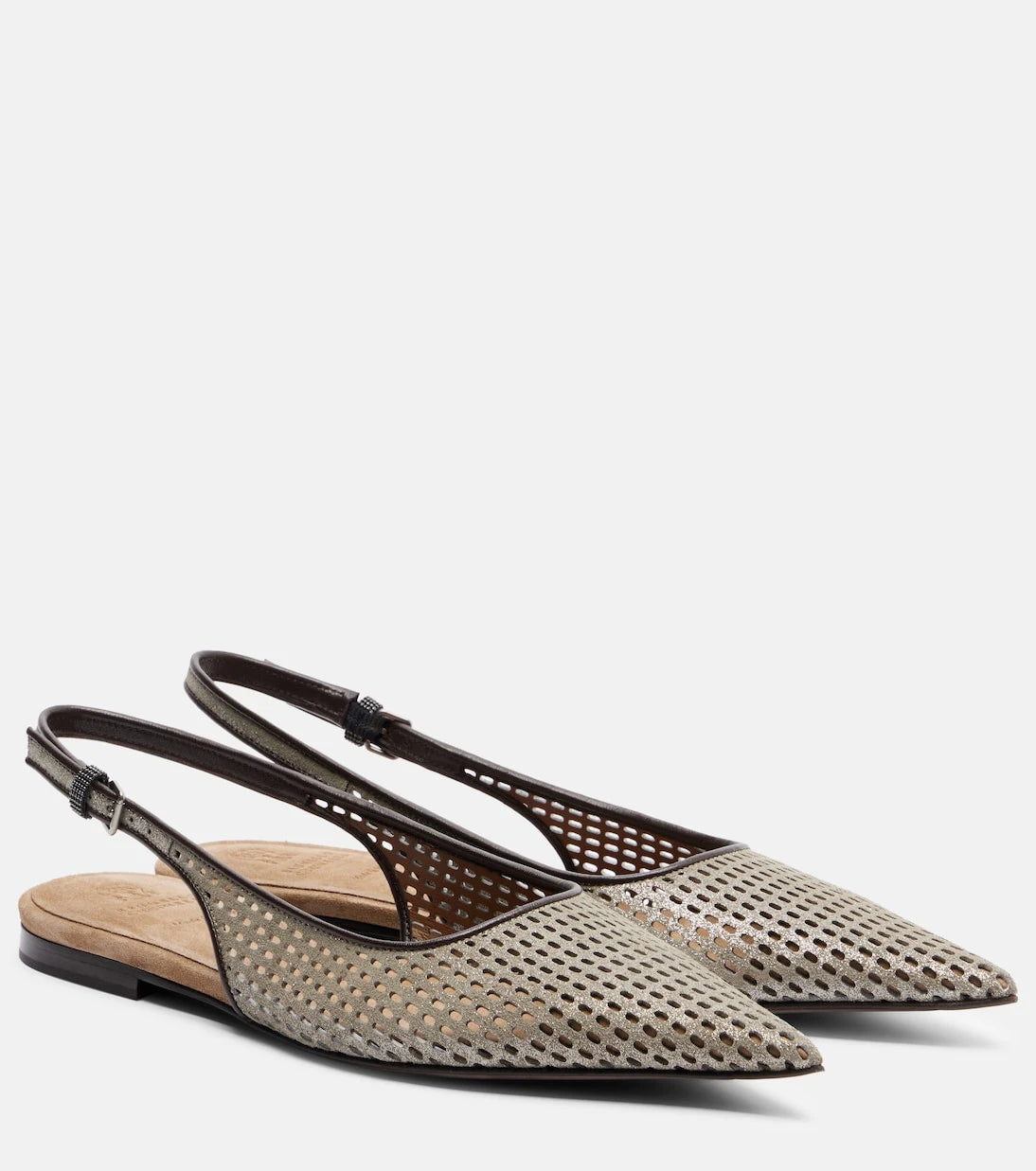 Brunello Cucinelli - Monili leather slingback ballet flats