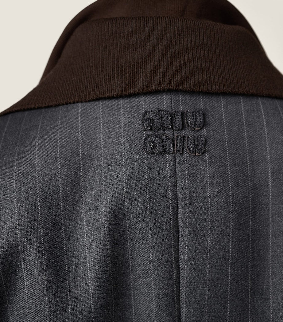 Miu Miu Grey Wool Pinstripe Blazer