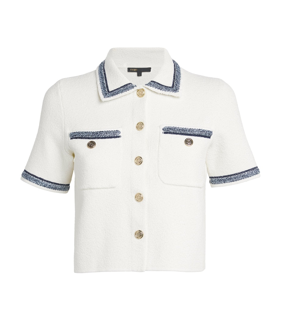 White Cotton-Blend Bouclé Shirt