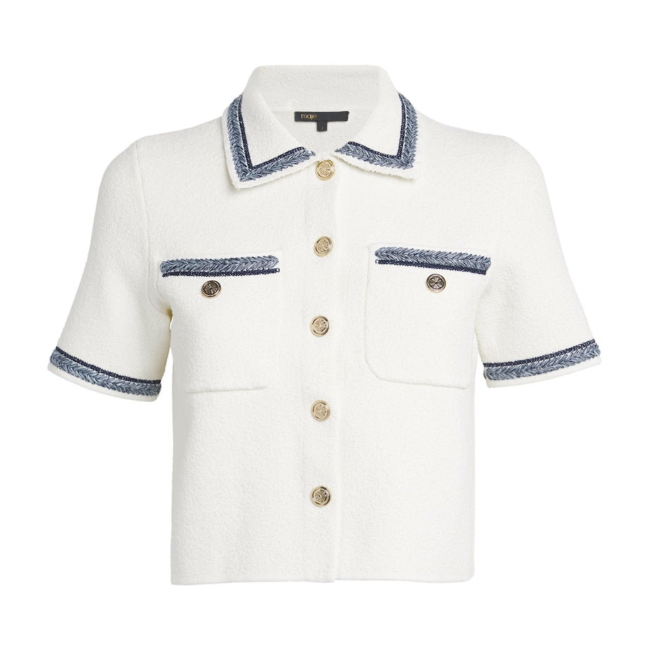 White Cotton-Blend Bouclé Shirt