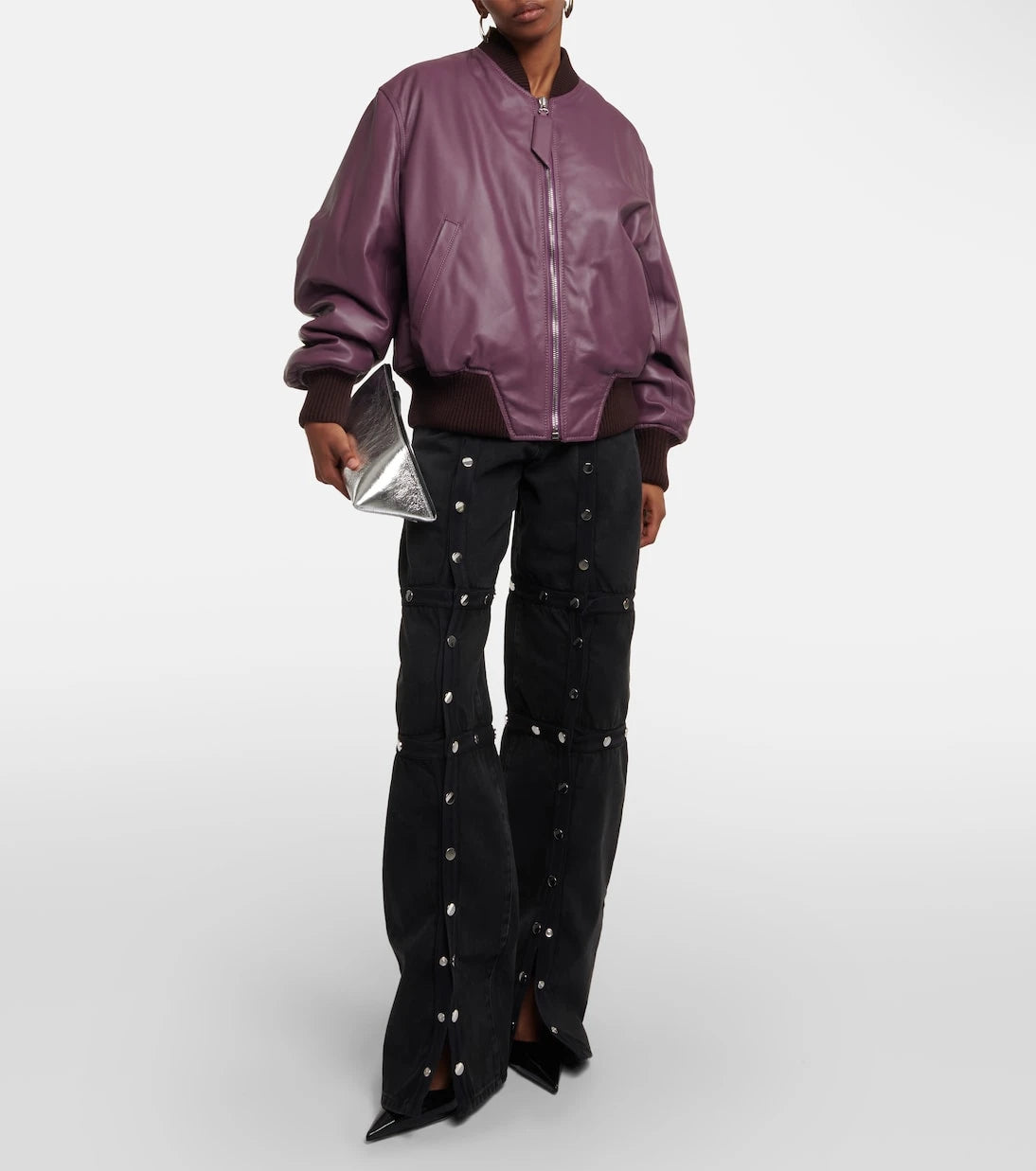 The Attico - Anja leather bomber jacket