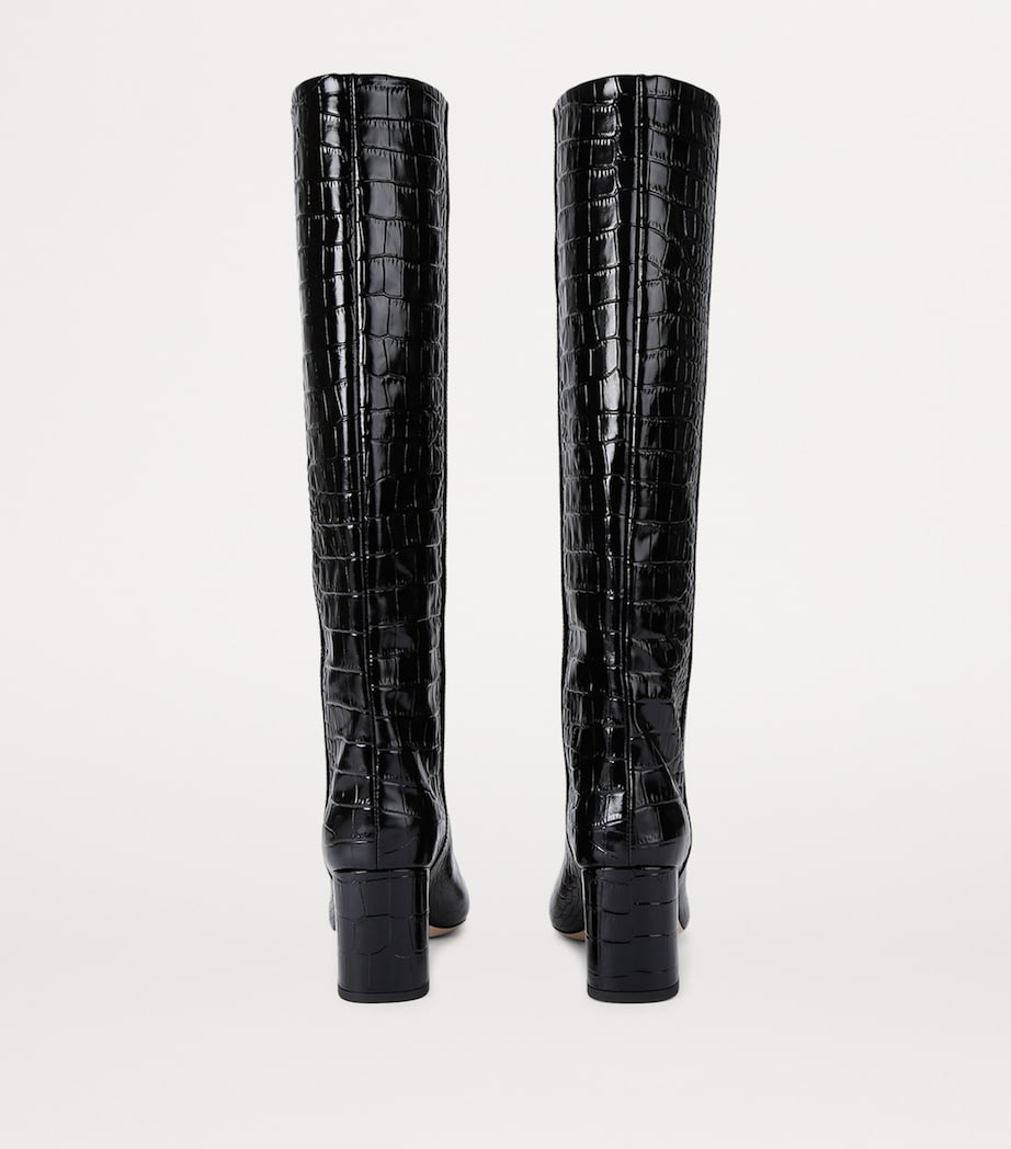 Paris Texas Black Croc-Embossed Leather Anja Knee-High Boots 70
