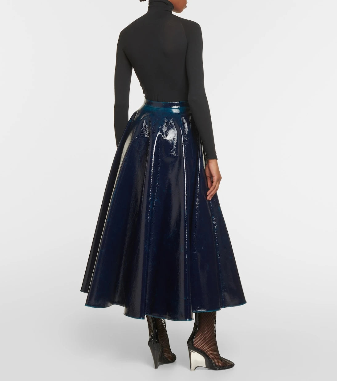 Alaïa - Coated wool-blend midi skirt