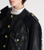 Black Tweed-Trim Leather Jacket