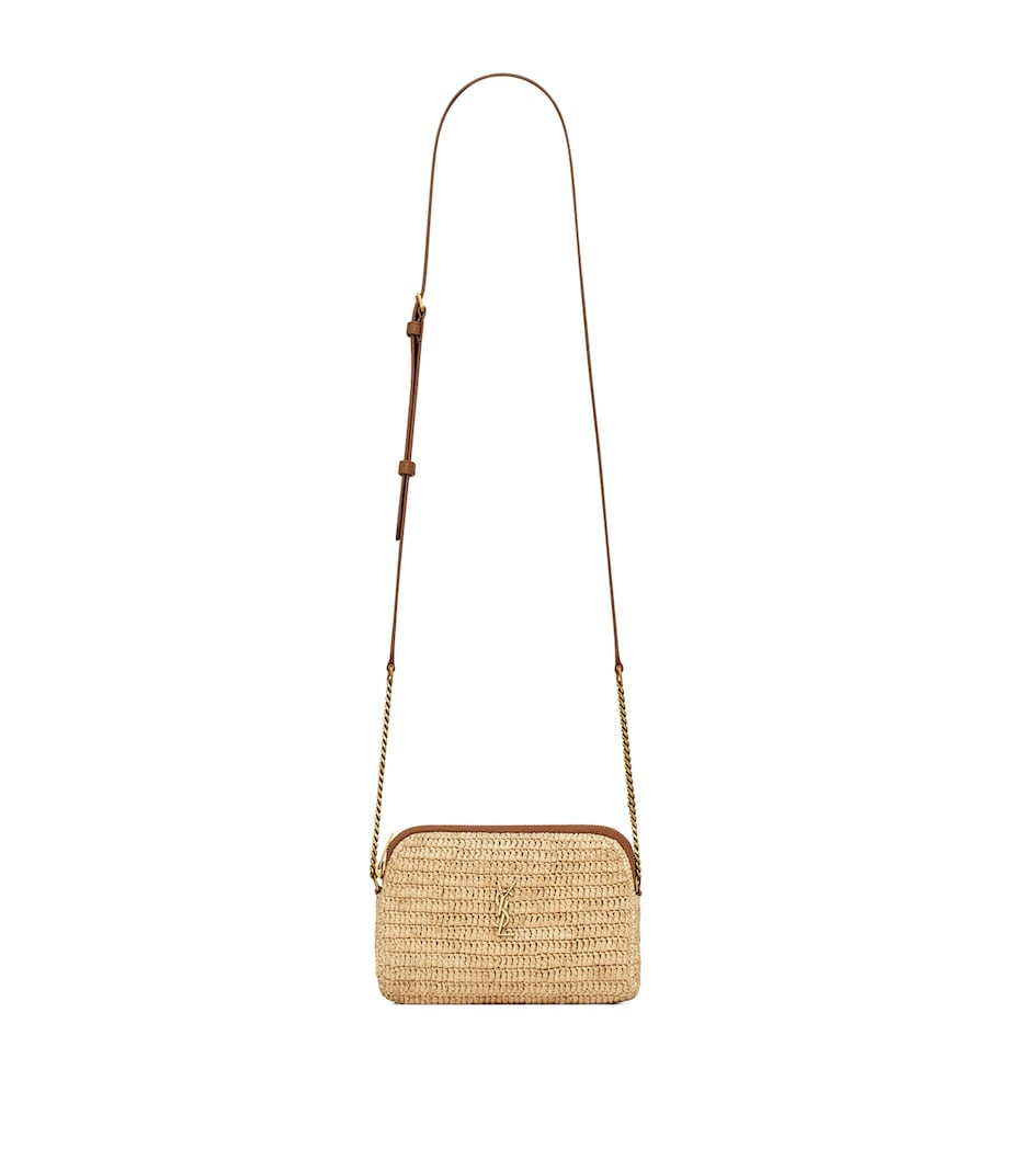 Brown Raffia Gaby Cross-Body Bag