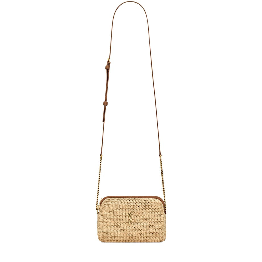 Saint Laurent Brown Raffia Gaby Cross-Body Bag