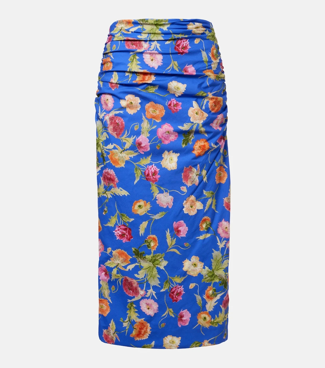 Carolina Herrera - Floral ruched cotton-blend midi skirt