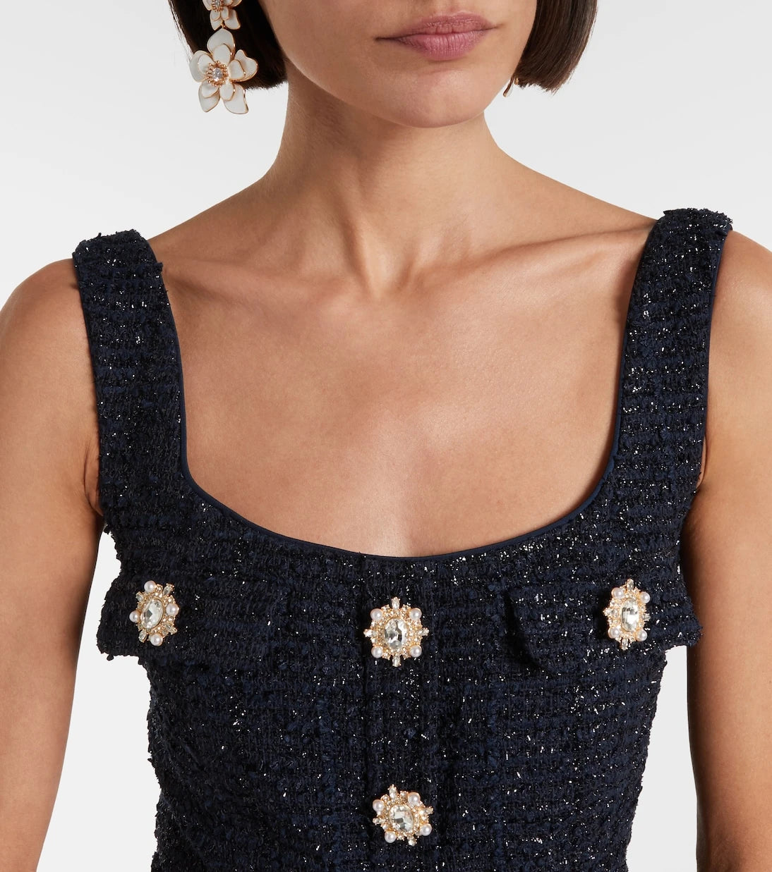 Self-Portrait - Belted bouclé minidress